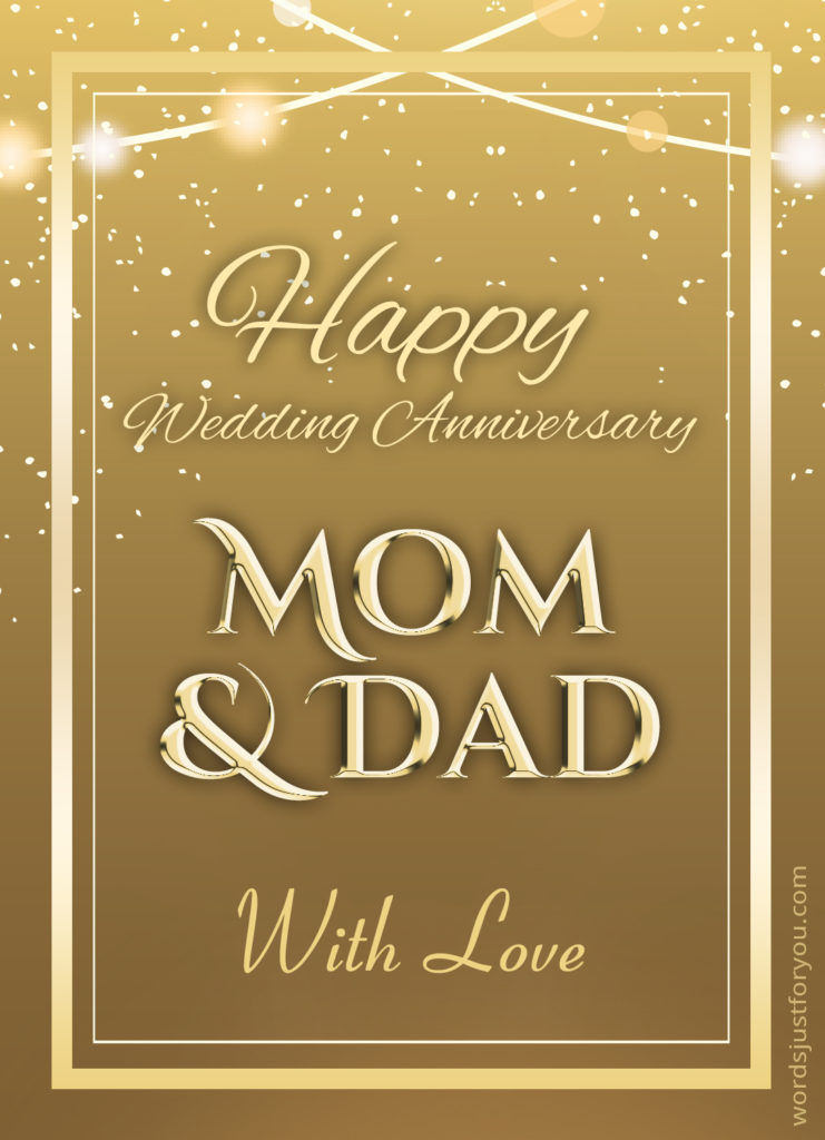 Happy Wedding Anniversary Mom & Dad CARD Words Just for You! Free